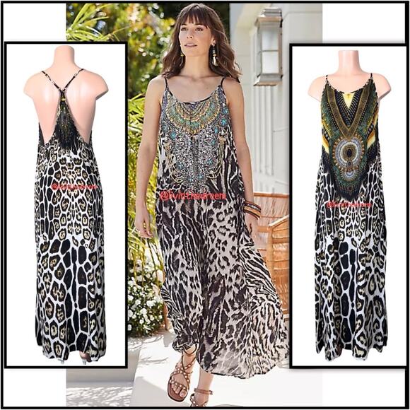 Shahida Parides ANIMAL PRINT STRAPPY MAXI DRESS SZ M/L $359.00 - Picture 1 of 9